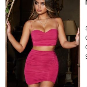 Oh Polly Fuchsia Pink Top and Miniskirt Set